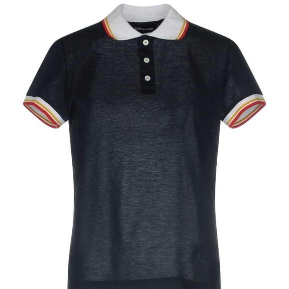 DSQUARED Tops - Dsquared2 Cotton White Collar Polo Shirt Blue Size S Small
